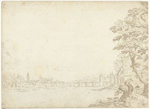 Ansicht einer Stadt an einem Fluss (der Donau?) von Frederik van Valckenborch