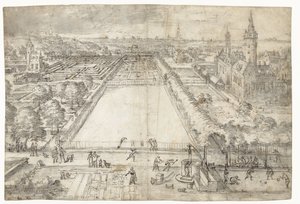 Schloss mit einem Park in der Nähe einer Stadt