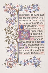 Illuminierte Seite mit Initiale E recto, Weinrand verso, 1830-62 von Freeman Gage Delamotte