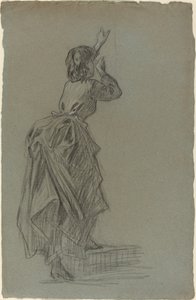 Junge Frau, die eine Stufe erklimmt von French 19th Century