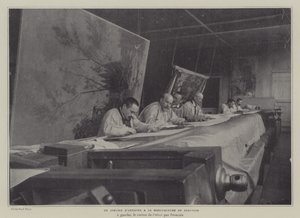 Künstlerwerkstatt in der Tapisseriemanufaktur von Beauvais, Frankreich