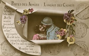 Karte erklärt die Verwendung von Postkarten für Männer in der Armee von French Photographer