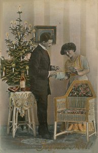 Frohe Weihnachten Postkarte von 1913 (handkoloriertes Foto)