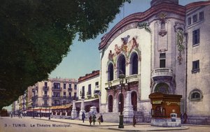 Städtisches Theater, Tunis, Tunesien (koloriertes Foto) von French Photographer
