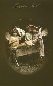 Weihnachtskarte mit Geburtsszene von French Photographer