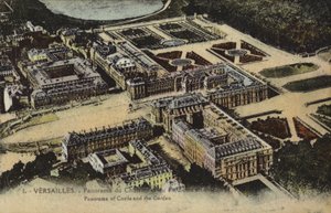 Panoramablick auf den Palast und die Gärten von Versailles von French Photographer