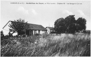 Postkarte, die das Haus von Henri Desire Landru (1869-1922) in Gambais zeigt