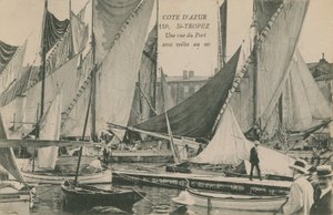Blick auf den Hafen mit Segelbooten, St. Tropez, Côte d
