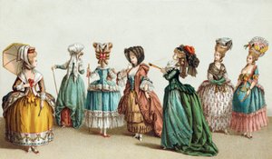 Französische Damenmode und Frisuren des 18. Jahrhunderts
