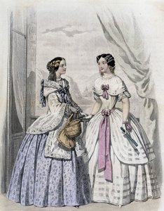 2 modische Frauen - in „Journal des Demoiselles“ 1852.
