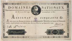 50-Livres-Banknote, 29. Oktober 1790