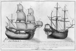 Ein niederländisches Lagerschiff und eine Pinasse, Bordeaux, Illustration aus 