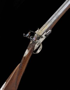 Feine und seltene französische Doppelflinten-Sportwaffe, ca. 1725 von French School