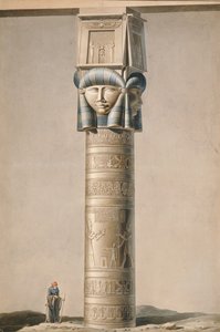 Eine Hathor-Säule in Dendarah, Illustration aus Descriptions of Egypt von Edmonde Francois Jomard (1777-1862), veröffentlicht 1809-22 von French School