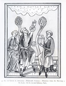 Eine Lektion in Astronomie, aus dem Brevier von St. Louis, Illustration aus Wissenschaft und Literatur im Mittelalter und in der Renaissance, geschrieben und graviert von Paul Lacroix, 1878 von French School