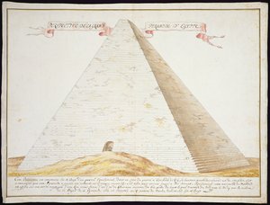 Eine perspektivische Ansicht einer Pyramide in Ägypten, um 1700 von French School