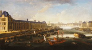 Ein Blick auf Paris und die Seine nach Osten vom Pont Barbier, ca. 1668 von French School