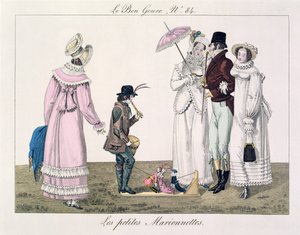 Ein Junge unterhält mit tanzenden Puppen, Platte 84 aus Le Bon Genre, ca. 1810 von French School