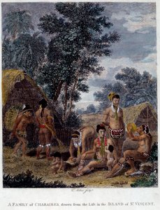 Eine Familie von Kariben-Indianern von der Insel Saint Vincent in den Westindischen Inseln Gravur des 19. Jahrhunderts Chartres Museum der Schönen Künste