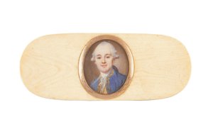Ein Herr, angeblich Sir Robert Ainslie, Bt., im Deckel einer Schachtel von French School