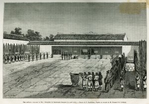 Eine Anhörung am Hof von Hue (Vietnam), Empfang der französischen Botschaft, 14. April von French School