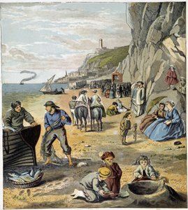 Am Strand - in „Laden der kleinen Kinder: in den Ferien“, ed. Hachette, n.d., um 1900 von French School