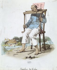 Ein Gefangener im Cangue in China, ca. 1800 von French School