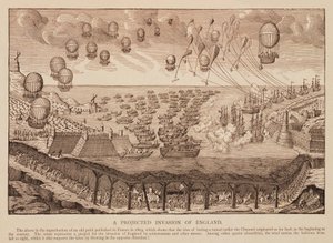Geplante Invasion Englands, Reproduktion eines französischen Drucks von 1803 von French School