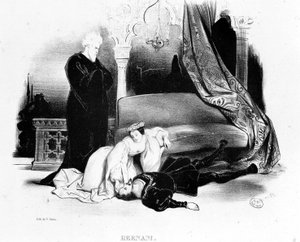 Eine Szene von Victor Hugos Hernani - in „Die dramatische Welt“, ca. 1832