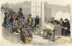 Eine Sitzung des Aggregationswettbewerbs an der Sorbonne in Paris im 19. Jahrhundert - Gravur in "Tableau-de-Paris" von Edmond Texier 1852 von French School