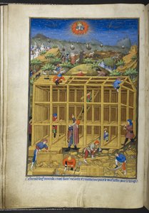 Der Bau der Arche Noah, aus dem Stundenbuch (Die Bedford-Stunden) ca. 1410-30
