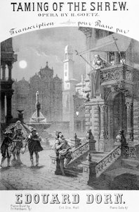 Werbung für die Zähmung der Widerspenstigen von Goetz, 1878