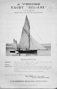Anzeige für den Verkauf von Guy de Maupassants Yacht Bel-Ami