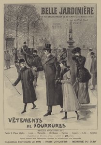 Werbung für Pelzkleidung von Belle Jardiniere, Paris