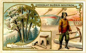 Werbe-Chromolithographie von Guérin Boutron Schokoladen