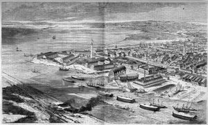 Luftaufnahme der Stadt und des Hafens von Lorient, Morbihan (56)