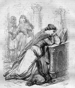 Agnes de Meranie oder Meran (1172-1201), Königin von Frankreich, wurde von König Philipp August in das Kloster geschickt. Gravur in „History of the Popes (...) Crimes of the Queen King and Emperors through the centuries“ von Maurice Lachatre