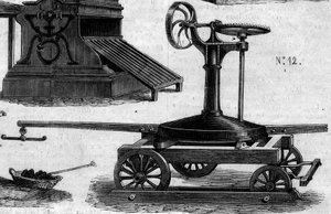 Landwirtschaftsmaschine: ein tragbares Karussell, präsentiert auf dem Pariser Landwirtschaftswettbewerb 1860. Gravur in 