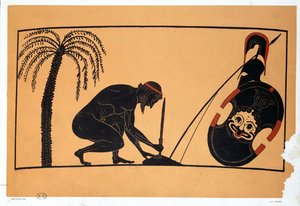 Ajax bereitet sich auf den Selbstmord vor, Illustration einer antiken griechischen Vase von French School