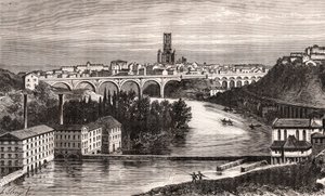 Albi - Languedoc-Roussillon-Midi-Pyrenee - Gravur in „La France illustree: geographie, histoire, administration statistique“ von V.A. Malt-Brown. 1884