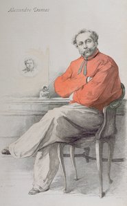Alexandre Dumas Fils, Illustration aus La revue Illustree, 1. August 1888 von French School
