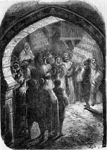 Algerischer Brauch - Hochzeit: Fackelzug in der Hochzeitsnacht in den Straßen von Tlemcen in Algerien. von French School