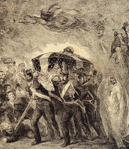 Allegorie der Rückkehr der Asche des französischen Kaisers Napoleon Bonaparte im Jahr 1840. 19. Jahrhundert (Gravur aus "Clours, mores, usages, costumes, inventions")