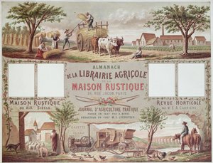 Almanach, der traditionelle und moderne Methoden der Landwirtschaft illustriert, ca. 1870-80