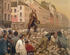 Alphonse Baudin auf der Barrikade von Faubourg Saint-Antoine, 3. Dezember 1851 von French School