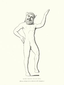 Antike griechische Bronzefigur eines tanzenden Satyrs (Gravur) von French School