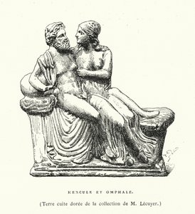 Antike griechische Terrakottaskulptur von Herkules und Omphale (Stich)
