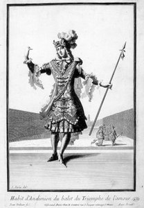 Andimions Kostüm des Balletts des Triumphs der Liebe - Gravur von French School