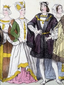 Anne von Bretagne und Karl VIII. - in „La monarchie française en estampes“ von French School