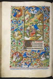 Verkündigung an die Hirten, Add Ms 18850 f.70v Stundenbuch (Die Bedford-Stunden) ca. 1410-30